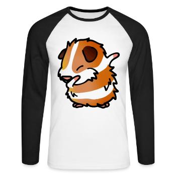 Dabbing idée cadeau cochon d'Inde - T-shirt baseball manches longues Homme - blanc/noir - Devant - Nik (191cm)