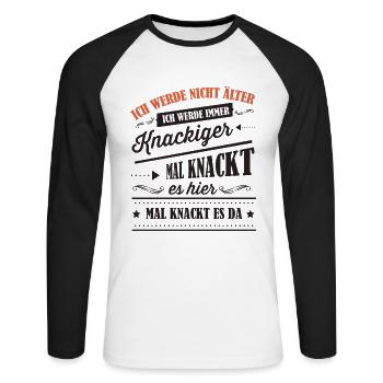 Älter werden - Unisex Baseballshirt langarm - Weiß/Schwarz - Vorne - Nik (191cm)