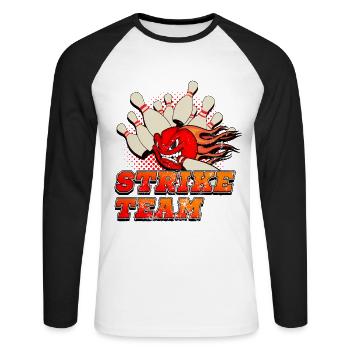 Bowling, grève de bowling - T-shirt baseball manches longues Homme - blanc/noir - Devant - Nik (191cm)