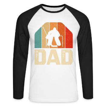 Ice hockey player Goalie Dad Father's Day Gifts - Unisex Baseballshirt langarm - Weiß/Schwarz - Vorne - Nik (191cm)