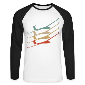Segelflugzeug - Unisex Baseballshirt langarm - Weiß/Schwarz - Vorne - Nik (191cm)