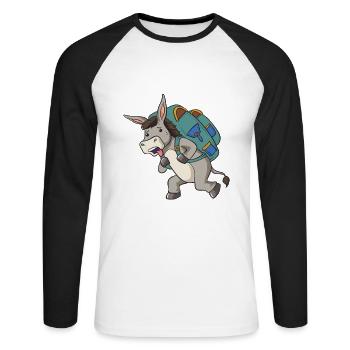 Esel Packesel Maultier Muli Donkey Geschenk - Unisex Baseballshirt langarm - Weiß/Schwarz - Vorne - Nik (191cm)