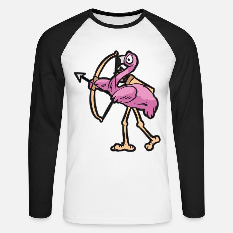 FLAMINGO ARCHERY - Unisex Baseballshirt langarm - Weiß/Schwarz
