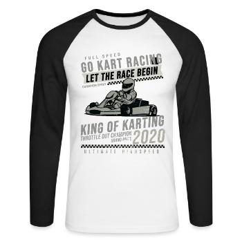 Go Kart - T-shirt baseball manches longues Homme - blanc/noir - Devant - Nik (191cm)