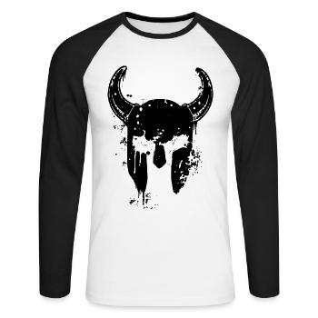 2reborn viking viking spartan warrior warrior wa - Unisex Long Sleeve Baseball T-Shirt - white/black - Front - Nik (191cm)