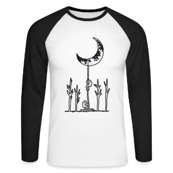 ASTRONAUT CLIMBING MOON Dire drôle - T-shirt baseball manches longues Homme - blanc/noir - Devant - Nik (191cm)