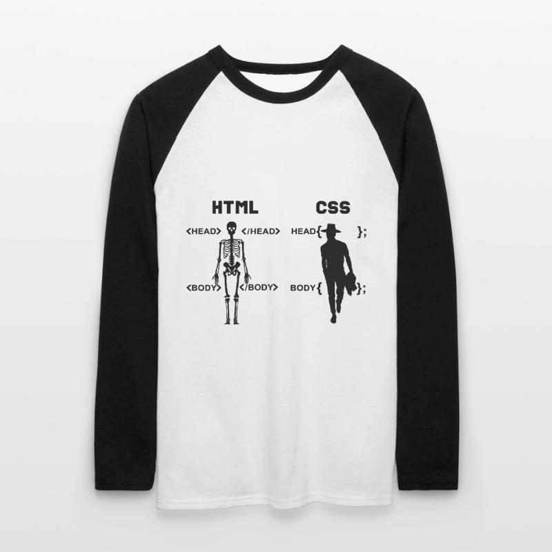 HTML vs CSS Programmiersprache Unisex Baseballshirt langarm