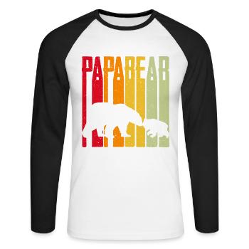 Papa Bear - Unisex Long Sleeve Baseball T-Shirt - white/black - Front - Nik (191cm)