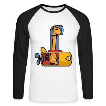 U-Boot Giraffe Lustig - Unisex Baseballshirt langarm - Weiß/Schwarz - Vorne - Nik (191cm)