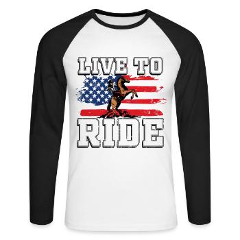 équitation Western - T-shirt baseball manches longues Homme - blanc/noir - Devant - Nik (191cm)