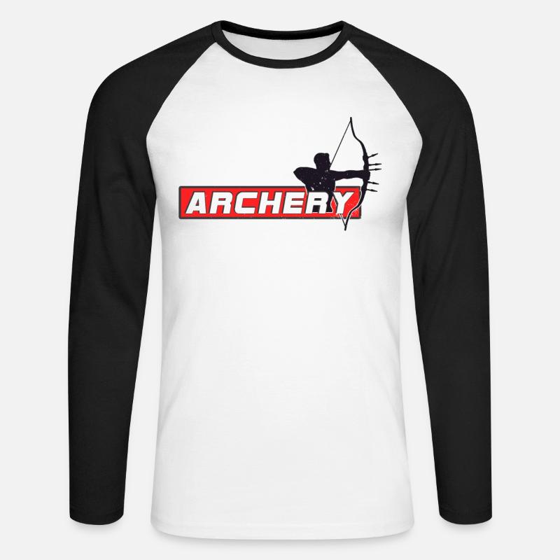 Bogenschießen - Unisex Baseballshirt langarm - Weiß/Schwarz