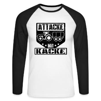 Bauer Landwirt Feldarbeit Gülle Attacke Mit Kacke - Unisex Baseballshirt langarm - Weiß/Schwarz - Vorne - Nik (191cm)
