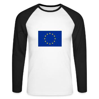 Europe EU flag European Union flag - Unisex Long Sleeve Baseball T-Shirt - white/black - Front - Nik (191cm)