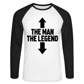 Messieurs The Man the Legend Party Cadeau - T-shirt baseball manches longues Homme - blanc/noir - Devant - Nik (191cm)