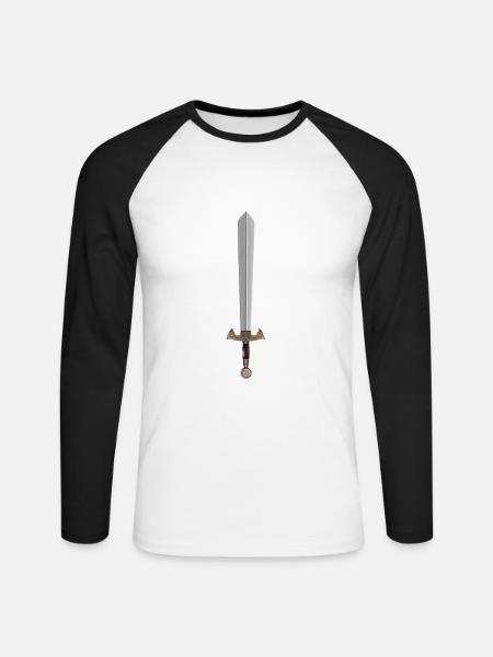 Vintage knight sword sword - Unisex Long Sleeve Baseball T-Shirt - white/black