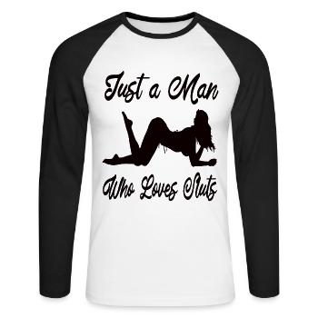 Le sexe - T-shirt baseball manches longues Homme - blanc/noir - Devant - Nik (191cm)