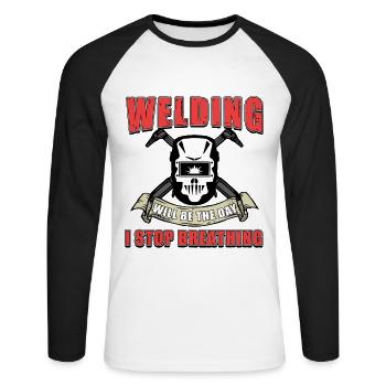 Welding - Unisex Long Sleeve Baseball T-Shirt - white/black - Front - Nik (191cm)
