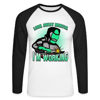 Welding - Unisex Long Sleeve Baseball T-Shirt - white/black - Front - Nik (191cm)