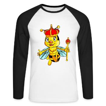 abeille abeille reine reine abeille dessin conception - T-shirt baseball manches longues Homme - blanc/noir - Devant - Nik (191cm)