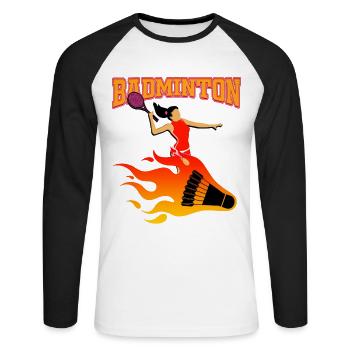 Badminton - Unisex Baseballshirt langarm - Weiß/Schwarz - Vorne - Nik (191cm)
