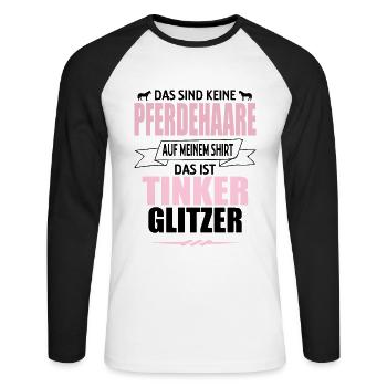 Pferde Pferd Tinker Gipsy Cobs Reiter Geschenk - Unisex Baseballshirt langarm - Weiß/Schwarz - Vorne - Nik (191cm)