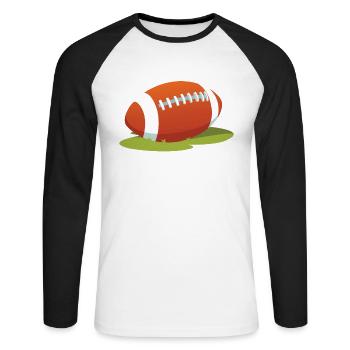 Rugby Ball - Unisex Baseballshirt langarm - Weiß/Schwarz - Vorne - Nik (191cm)