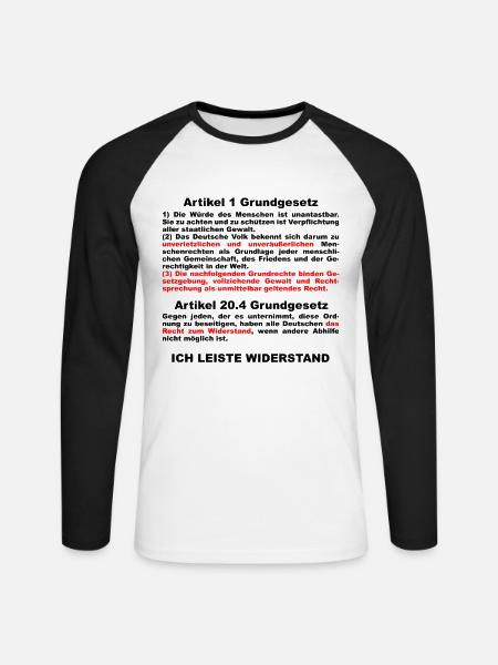 Protestshirt gegen die Abschaffung der Grundrechte - Unisex Baseballshirt langarm - Weiß/Schwarz