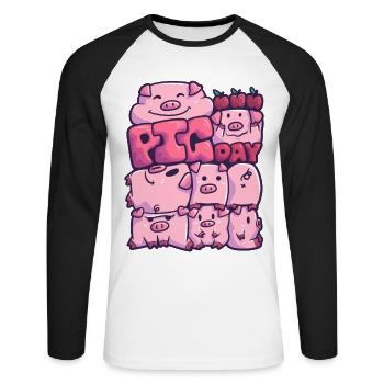 Pig pigday pig farm farm friend - Unisex Long Sleeve Baseball T-Shirt - white/black - Front - Nik (191cm)