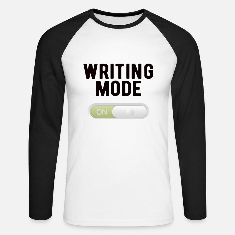 WRITER: Writing Mode on - Unisex Baseballshirt langarm - Weiß/Schwarz
