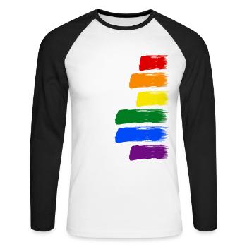DONT BE AFRAID TO SHOW YOUR TRUE COLORS - Unisex Baseballshirt langarm - Weiß/Schwarz - Vorne - Nik (191cm)