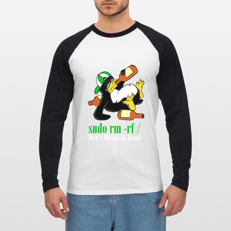 Linux Pinguin Sudo Admin Lustig Informatik PC Nerd Unisex Baseballshirt langarm