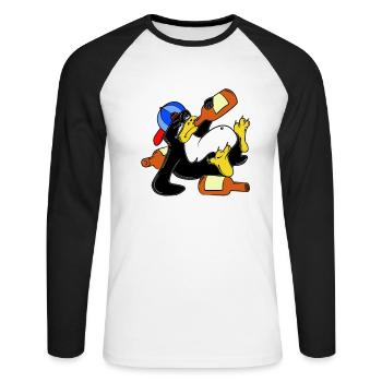 Linux Pinguin Sudo Admin Lustig Informatik PC Nerd - Unisex Baseballshirt langarm - Weiß/Schwarz - Vorne - Nik (191cm)