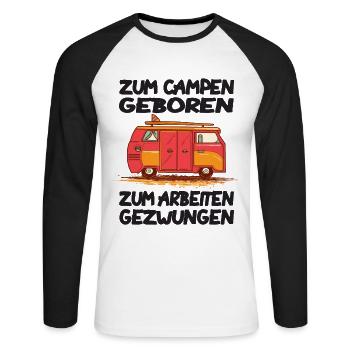 wohnwagen camper campen camping - Unisex Baseballshirt langarm - Weiß/Schwarz - Vorne - Nik (191cm)