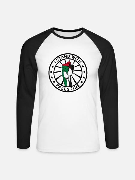 I Stand With Palestine Freedom for Palestine - Unisex Long Sleeve Baseball T-Shirt - white/black