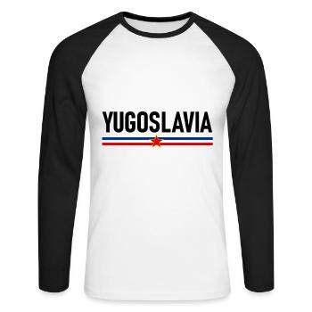 Yougoslavie Albanie Albanais - T-shirt baseball manches longues Homme - blanc/noir - Devant - Nik (191cm)