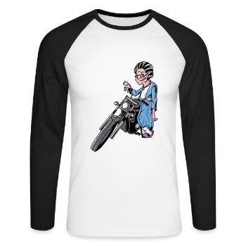 Grandma motorcycle pension retirement biker age - Unisex Long Sleeve Baseball T-Shirt - white/black - Front - Nik (191cm)