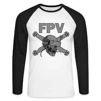 FPV gift idea drone pilot - Unisex Long Sleeve Baseball T-Shirt - white/black - Front - Nik (191cm)