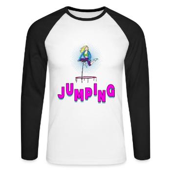 Saut trampoline jumpstyle hopping sport - T-shirt baseball manches longues Homme - blanc/noir - Devant - Nik (191cm)