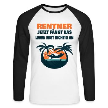 rentner lustiger spruch - Unisex Baseballshirt langarm - Weiß/Schwarz - Vorne - Nik (191cm)