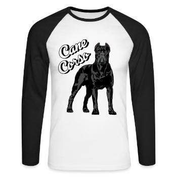 Cane Corso Molosser Mastiff Italien - T-shirt baseball manches longues Homme - blanc/noir - Devant - Nik (191cm)