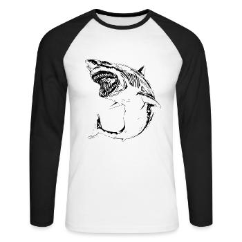 Shark - Unisex Long Sleeve Baseball T-Shirt - white/black - Front - Nik (191cm)