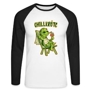 Chillkröte Chilling Schildkröte Wortspiel Humor - Unisex Baseballshirt langarm - Weiß/Schwarz - Vorne - Nik (191cm)