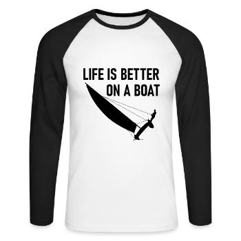 Life on a boat - Unisex Long Sleeve Baseball T-Shirt - white/black - Front - Nik (191cm)