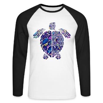 Dans l'océan, je vais perdre mon esprit, trouver mon âme - T-shirt baseball manches longues Homme - blanc/noir - Devant - Nik (191cm)