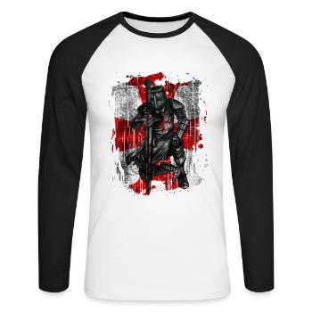 Kreuzritter Tempelritter Mittelalter Deus Vult - Unisex Baseballshirt langarm - Weiß/Schwarz - Vorne - Nik (191cm)
