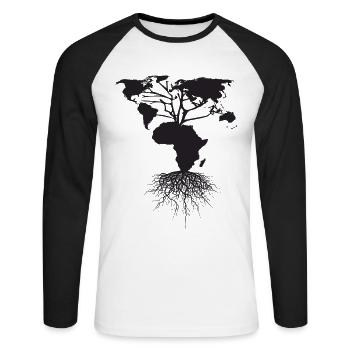 Africa clothing - Unisex Long Sleeve Baseball T-Shirt - white/black - Front - Nik (191cm)
