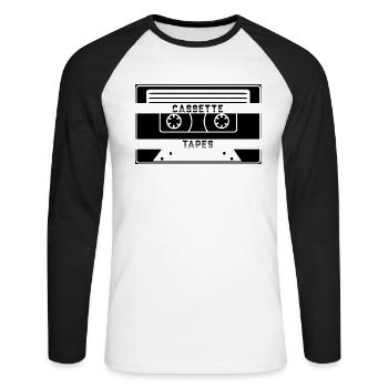cassette - T-shirt baseball manches longues Homme - blanc/noir - Devant - Nik (191cm)