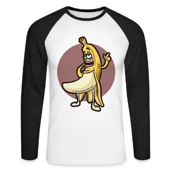 Freche Banane Nacktheit Bananenschale Früchtchen - Unisex Baseballshirt langarm - Weiß/Schwarz - Vorne - Nik (191cm)