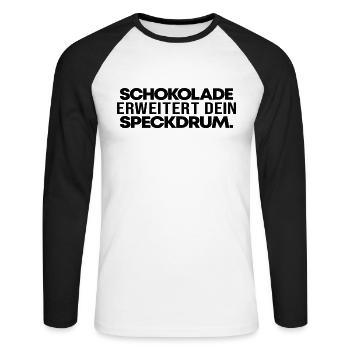 Schokolade Erweitert Spektrum Schoki Geschenk - Unisex Baseballshirt langarm - Weiß/Schwarz - Vorne - Nik (191cm)