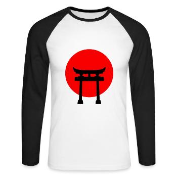 Japon - T-shirt baseball manches longues Homme - blanc/noir - Devant - Nik (191cm)